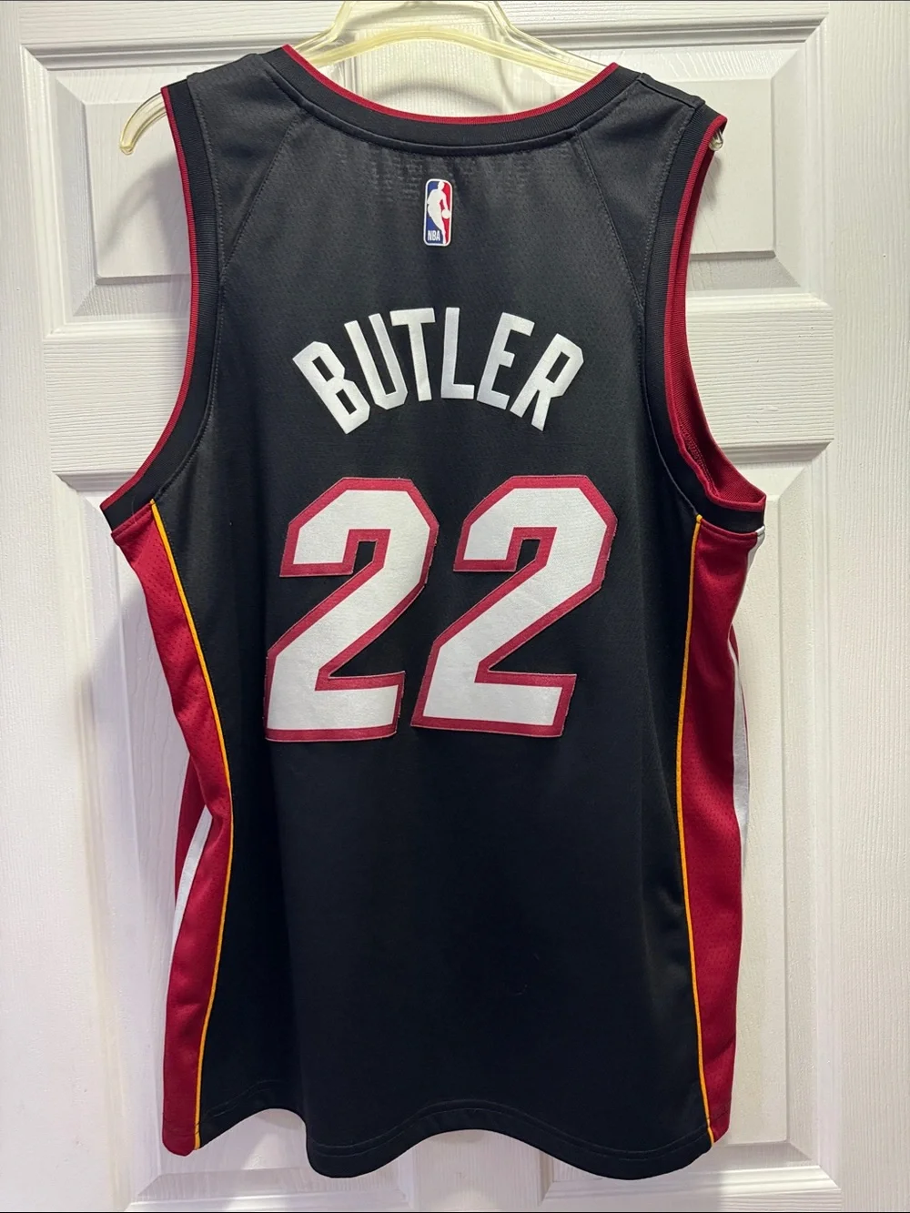 Nike Black Miami Heat #22 Jersey with Red, White & Gold Accents
